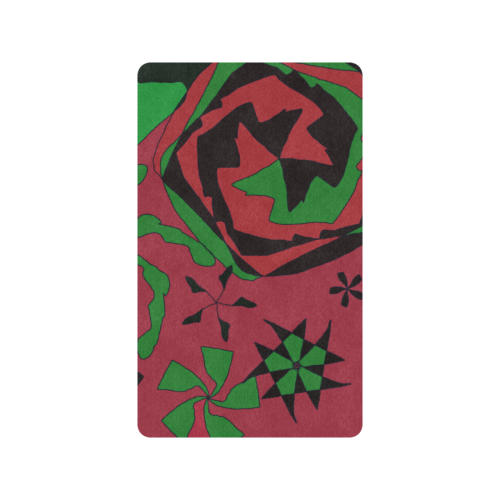 Red, Green and Black Abstract 2020 Doormat 30"x18" (Black Base)