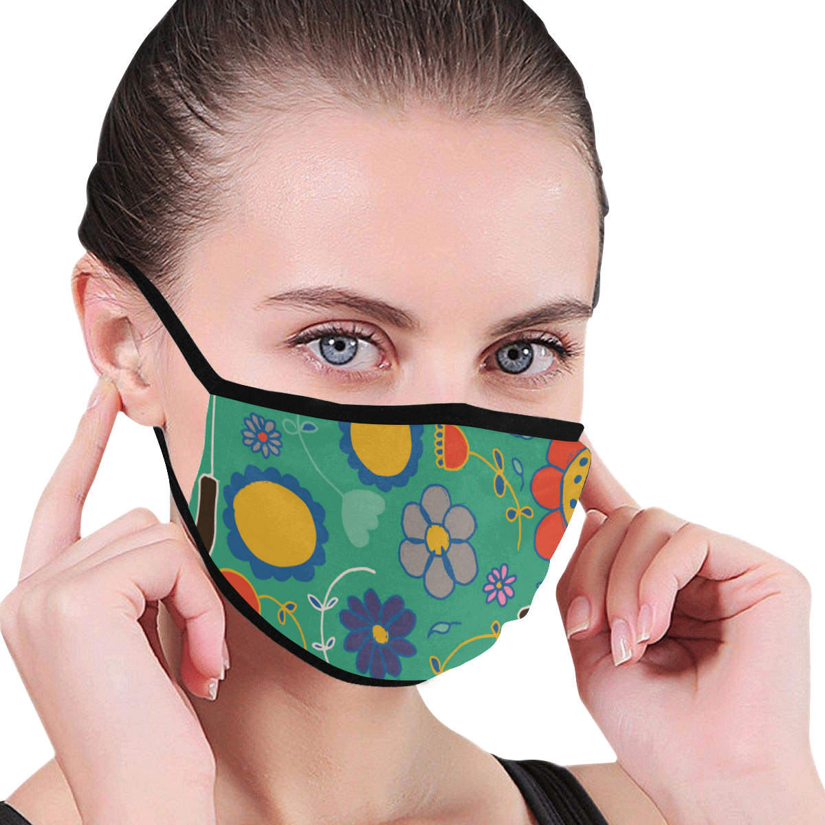 spring flower green Mouth Mask