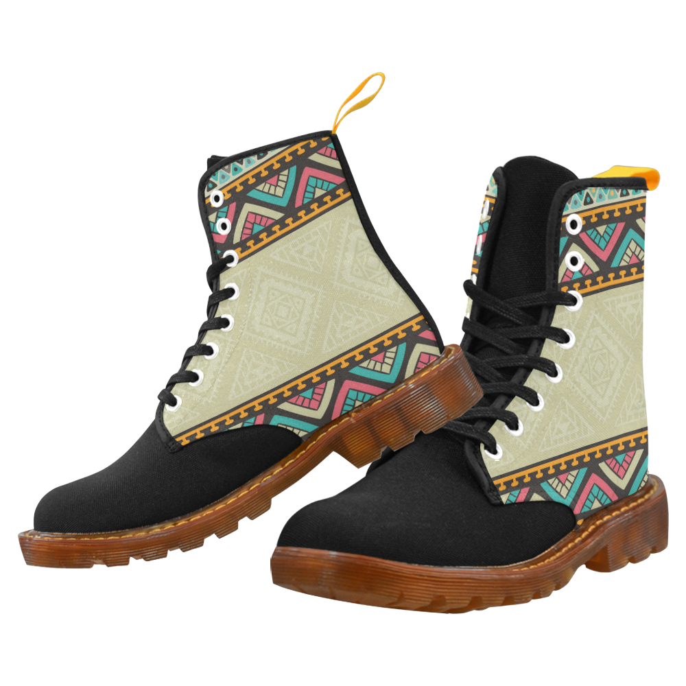 Beautiful Ethnic Tiki Design Martin Boots For Women Model 1203H
