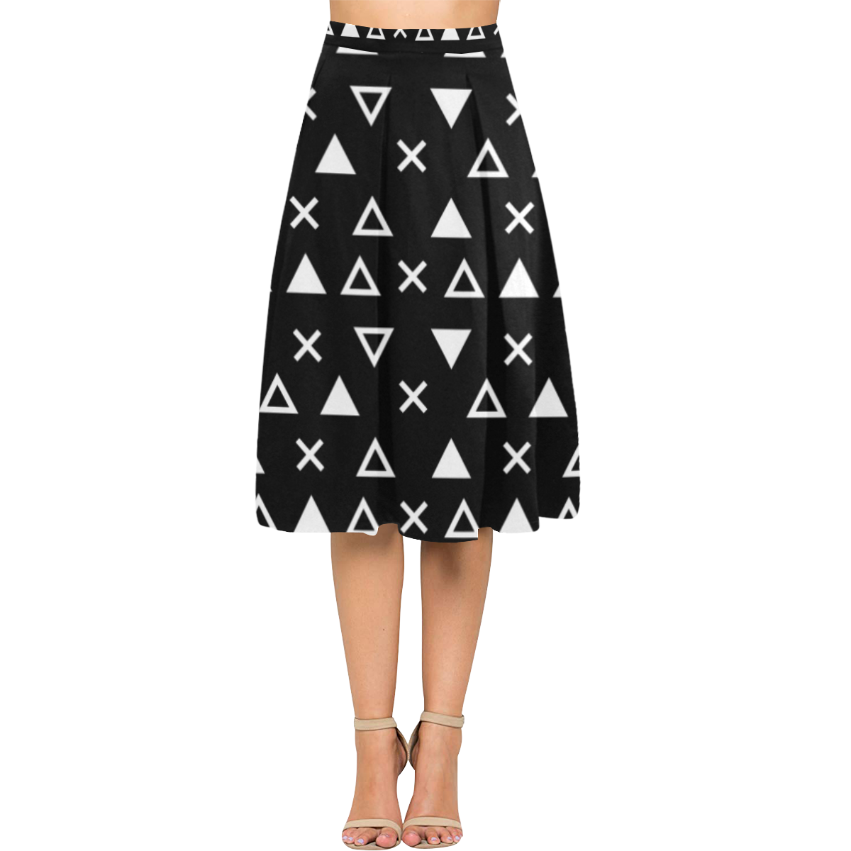Geo Line Triangle Aoede Crepe Skirt (Model D16)