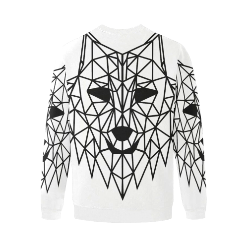 polygonal wolf Men's Oversized Fleece Crew Sweatshirt (Model H18)