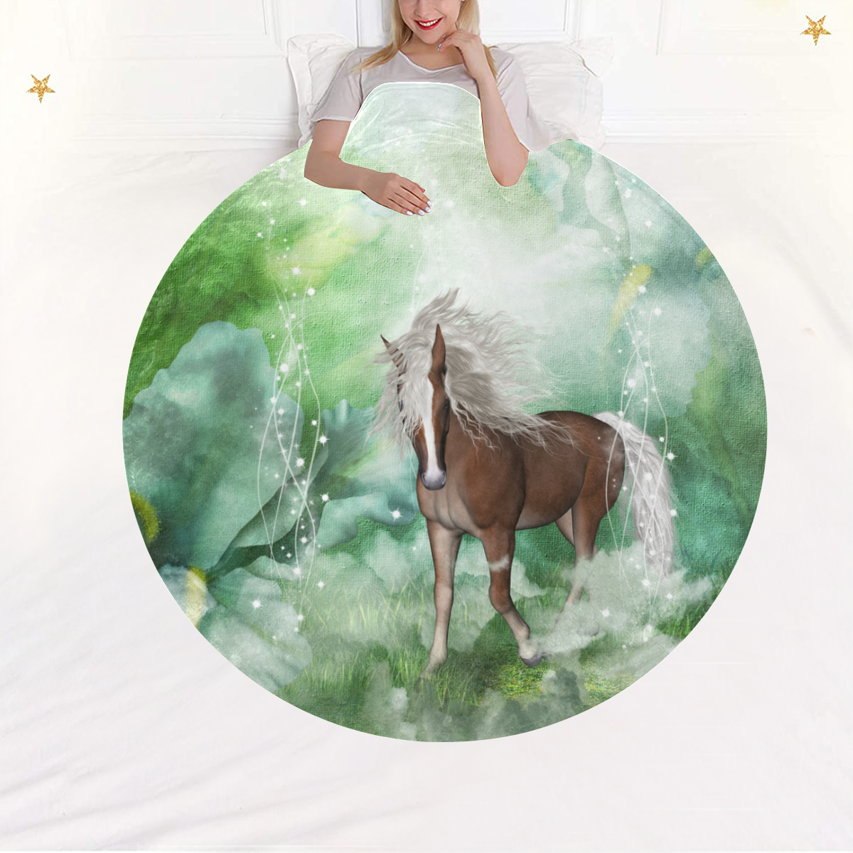 Horse in a fantasy world Circular Ultra-Soft Micro Fleece Blanket 60"