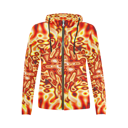 Infected All Over Print Full Zip Hoodie for Women (Model H14)