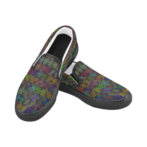 Ripped SpaceTime Stripes Collection Men's Slip-on Canvas Shoes (Model 019)