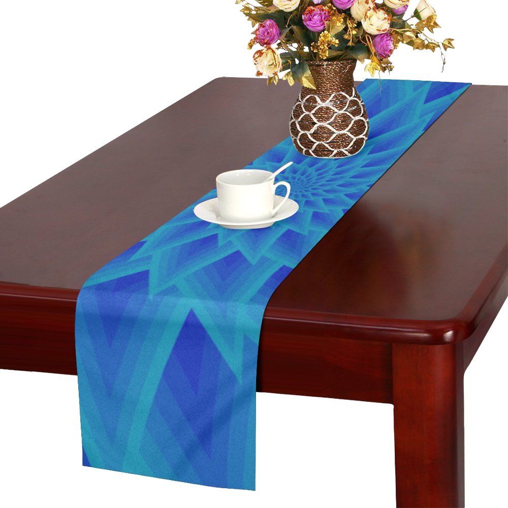 Ancient blue flower Table Runner 16x72 inch