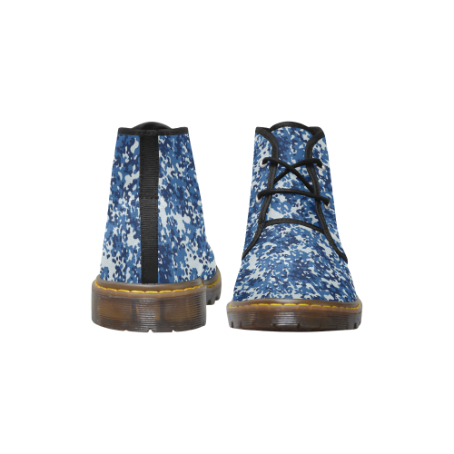 Digital Blue Camouflage Women's Canvas Chukka Boots (Model 2402-1)
