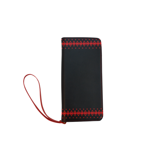 Black and Red Playing Card Shapes Women's Clutch Wallet (Model 1637)