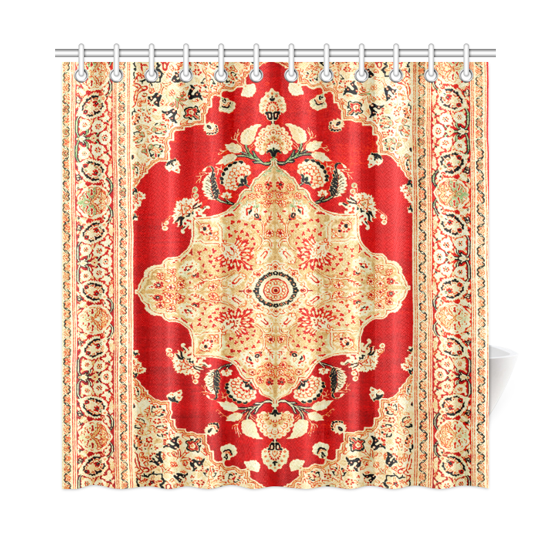Persian Carpet Hadji Jallili Tabriz Red Gold Shower Curtain 72"x72"