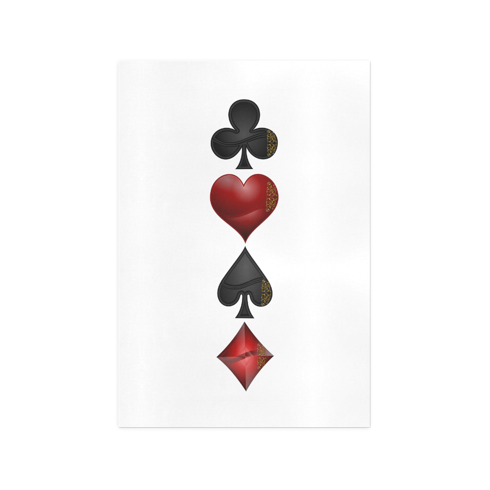 Las Vegas  Black and Red Casino Poker Card Shapes Art Print 13‘’x19‘’