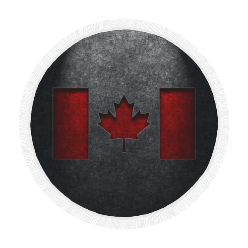 Canadian Flag Stone Texture Circular Beach Shawl 59"x 59"
