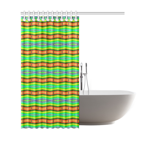 Bright Green Orange Stripes Pattern Abstract Shower Curtain 69"x72"