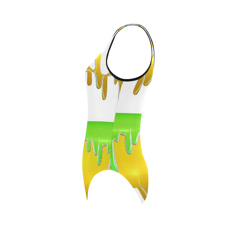 dripping paint in colors Vest One Piece Swimsuit (Model S04)