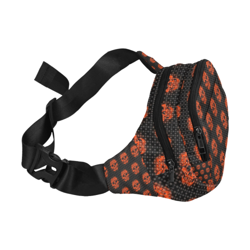 skulls and dotts, orange by JamColors Fanny Pack/Small (Model 1677)