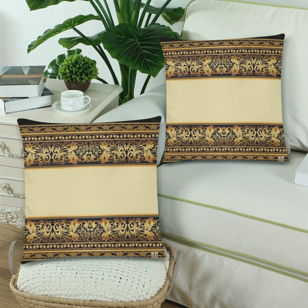 Exotic decrotive black floral zippered pillow case Custom Zippered Pillow Cases 18"x 18" (Twin Sides) (Set of 2)