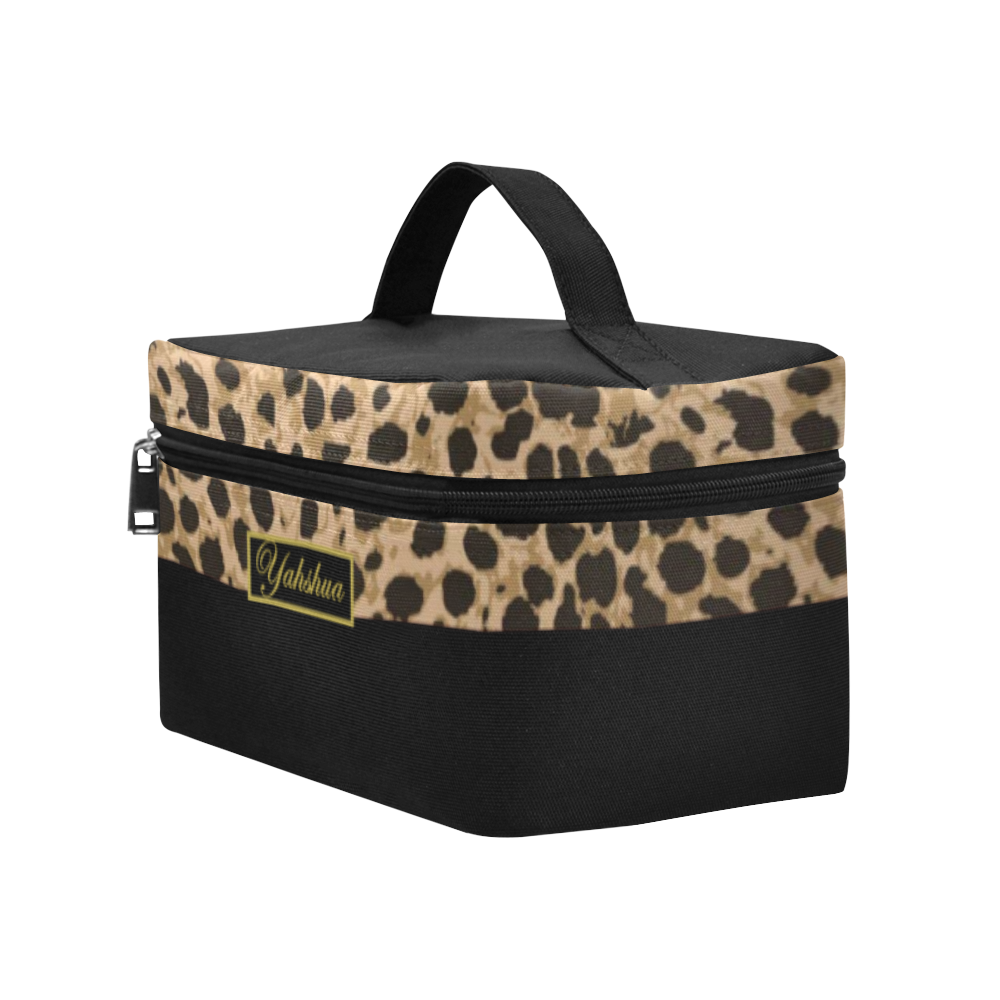 Yahweh Leopard Black Cosmetic Bag/Large (Model 1658)