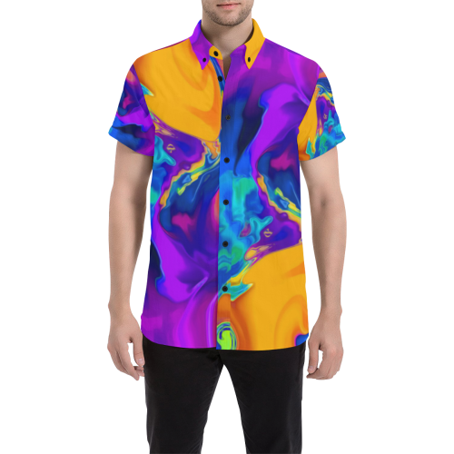 The PERFECT WAVE abstract multicolored Men's All Over Print Short Sleeve Shirt (Model T53)