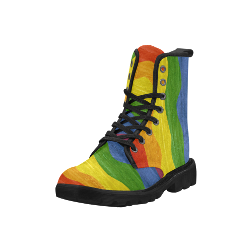 Gay Pride - Rainbow Flag Waves Stripes 3 Martin Boots for Men (Black) (Model 1203H)