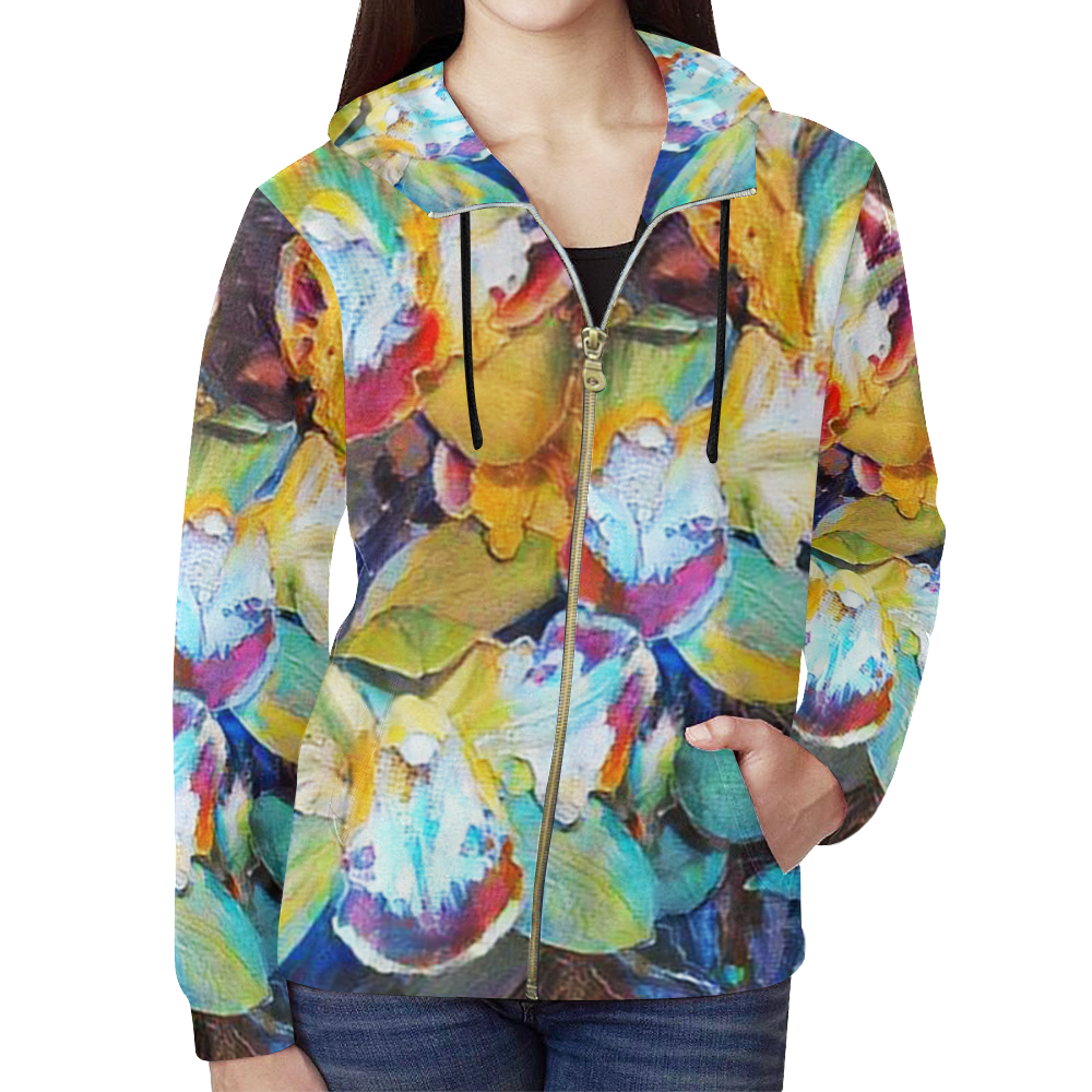 an invitation too 9b All Over Print Full Zip Hoodie for Women (Model H14)