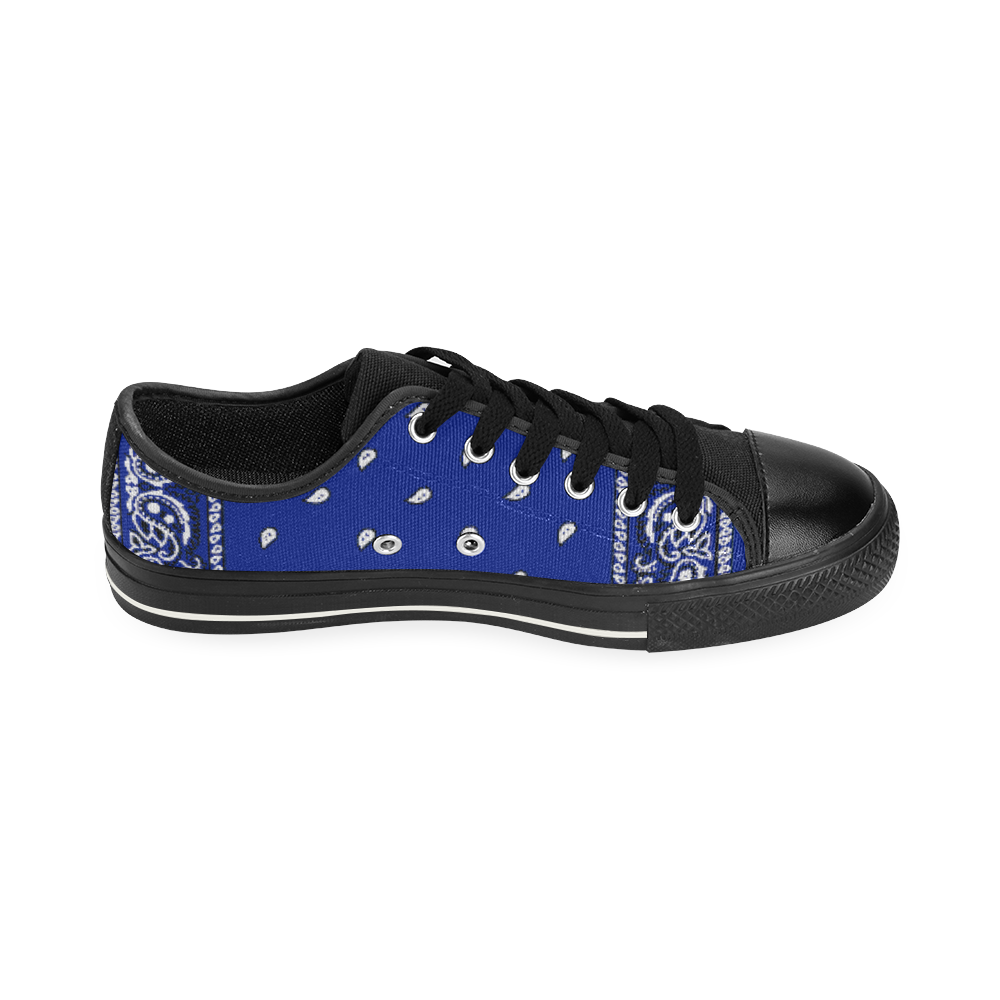 KERCHIEF PATTERN BLUE Low Top Canvas Shoes for Kid (Model 018)