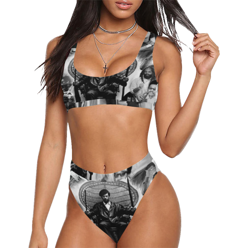 BLACK PANTHER PARTY Sport Top & High-Waisted Bikini Swimsuit (Model S07)