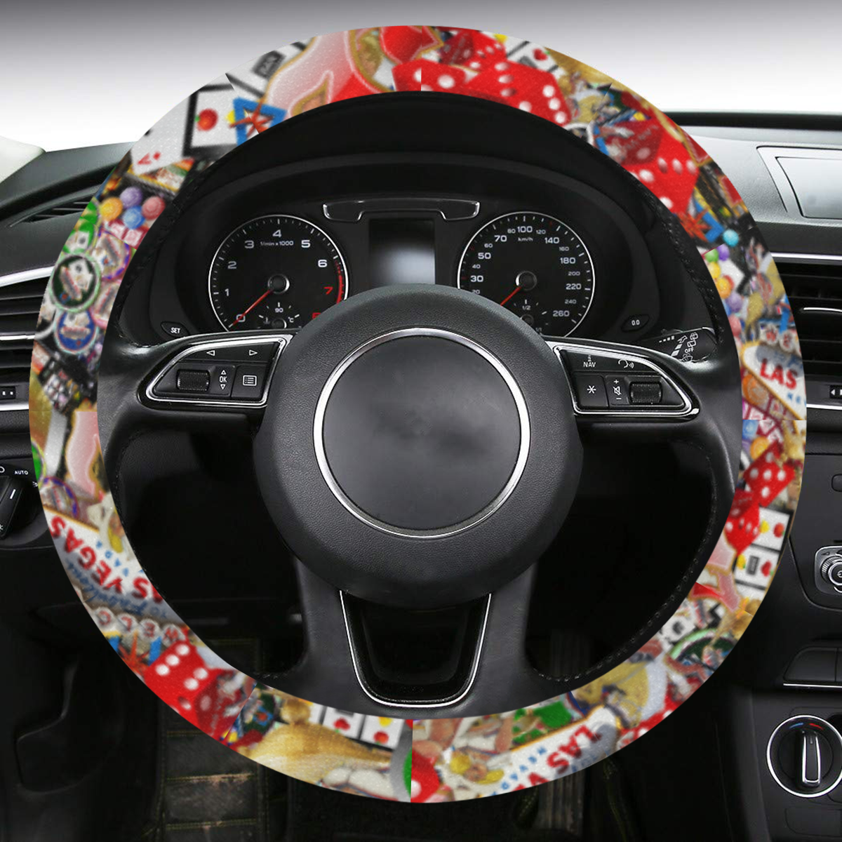 Las Vegas Icons Gamblers Delight Steering Wheel Cover with Anti-Slip Insert