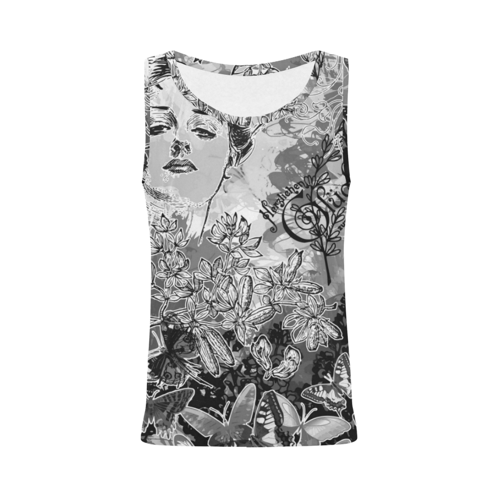 Lady and butterflies All Over Print Tank Top for Women (Model T43)