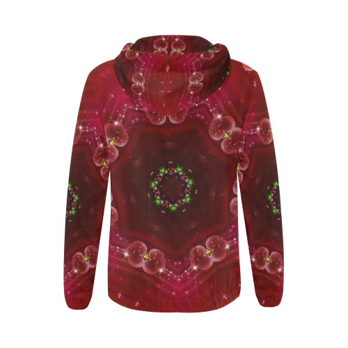 Love and Romance Glittering Ruby and Diamond Heart All Over Print Full Zip Hoodie for Women (Model H14)