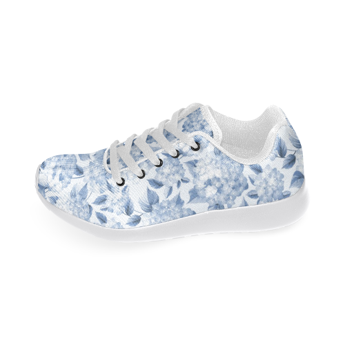 Blue and White Floral Pattern Men's Running Shoes/Large Size (Model 020)