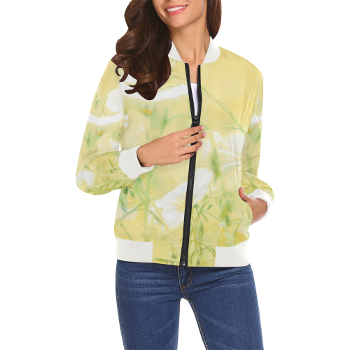 wildflowers yellow All Over Print Bomber Jacket for Women (Model H19)