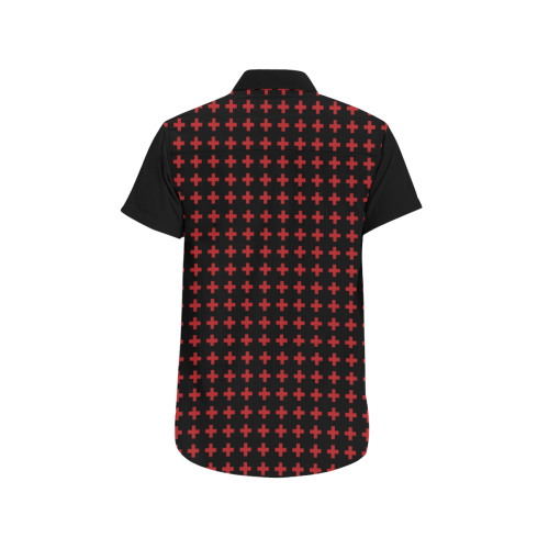 Rock Style Red Crosses Pattern Design Men's All Over Print Short Sleeve Shirt/Large Size (Model T53)