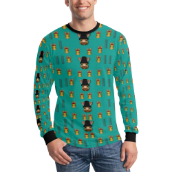 Happy rabbits in the green free grass Men's All Over Print Long Sleeve T-shirt (Model T51)