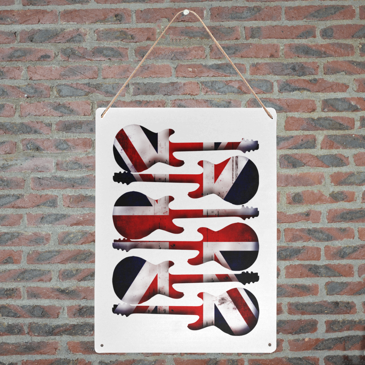 Union Jack British UK Flag Guitars Metal Tin Sign 12"x16"