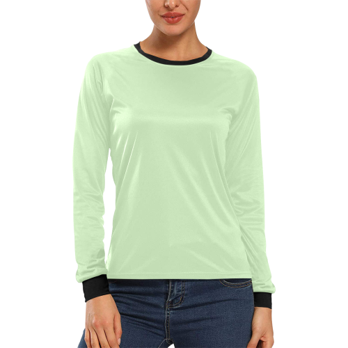 color tea green Women's All Over Print Long Sleeve T-shirt (Model T51)