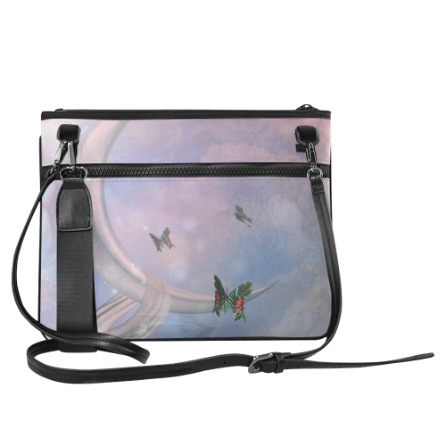 The moon with butterflies Slim Clutch Bag (Model 1668)