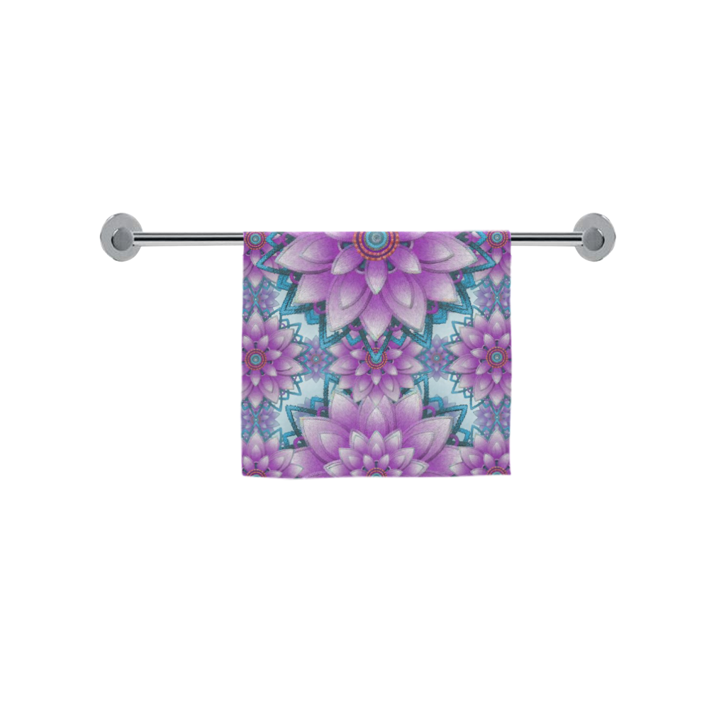 Lotus Flower Pattern - Purple and turquoise Custom Towel 16"x28"