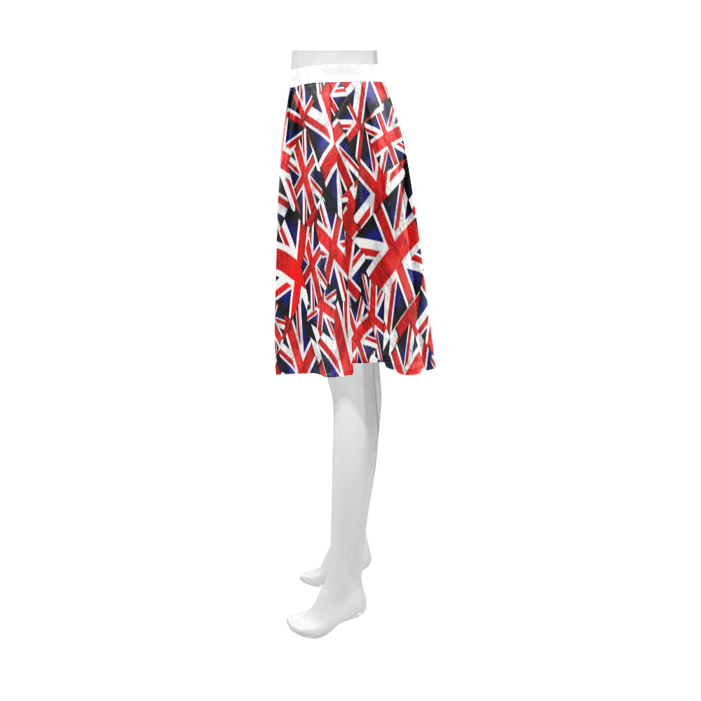 Union Jack British UK Flag - White Athena Women's Short Skirt (Model D15)