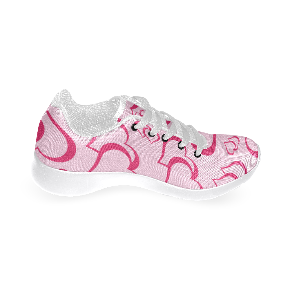 Pinky Blush Hearts Women's Running Shoes/Large Size (Model 020)