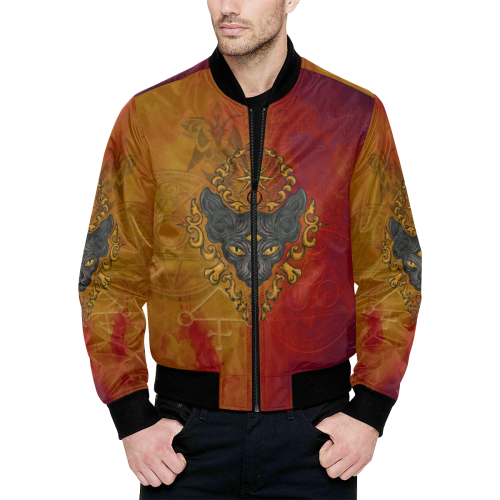 Awesome Magic Cat All Over Print Quilted Bomber Jacket for Men (Model H33)