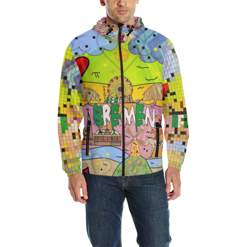 Bremen Popart by Nico Bielow All Over Print Quilted Windbreaker for Men (Model H35)