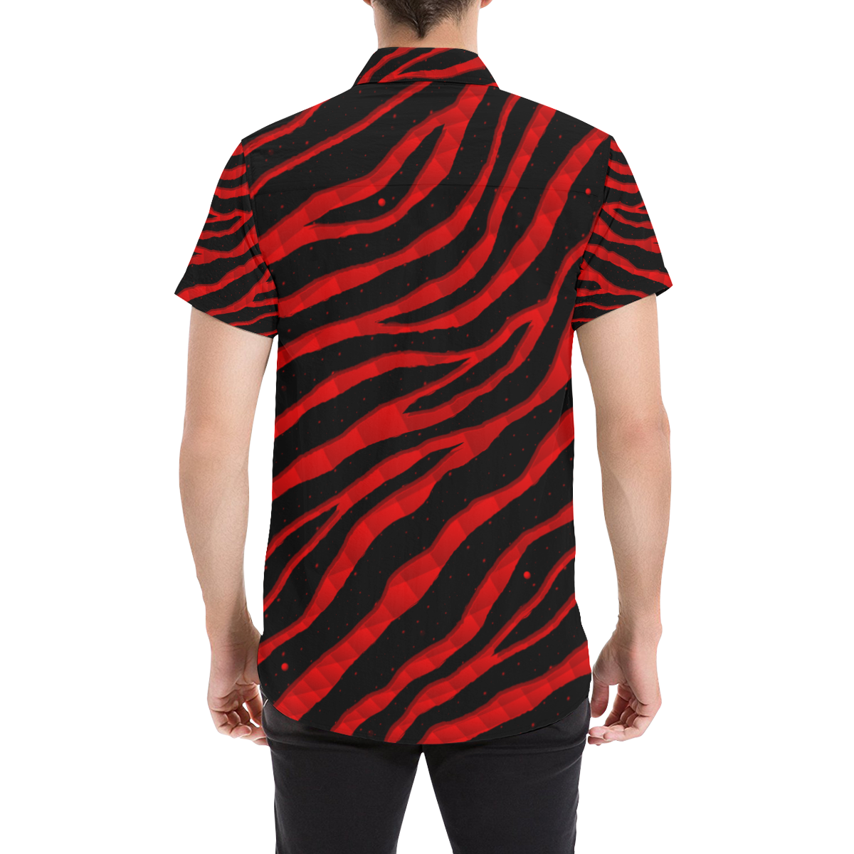 Ripped SpaceTime Stripes - Red Men's All Over Print Short Sleeve Shirt/Large Size (Model T53)