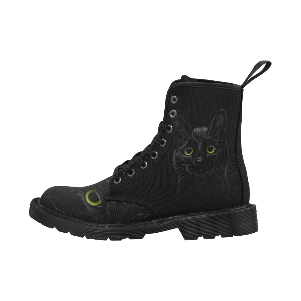 Black Cat Martin Boots for Women (Black) (Model 1203H)