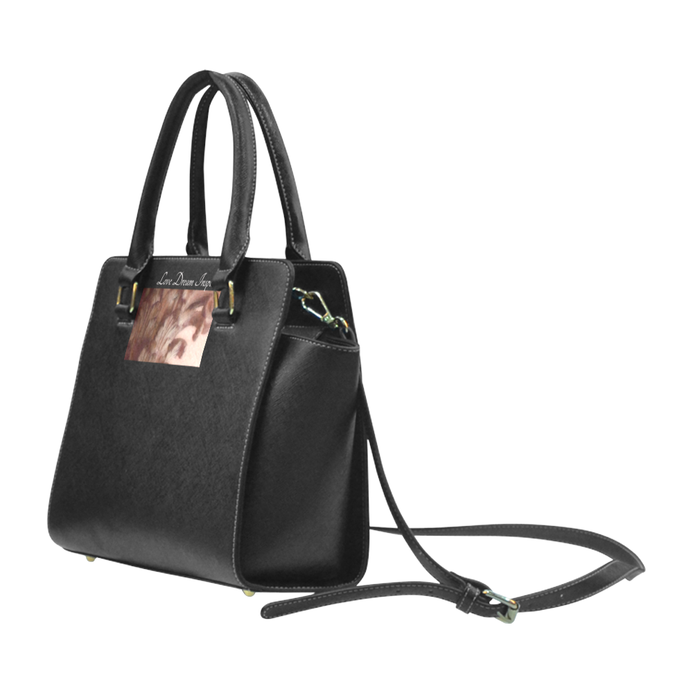 Black: Corinthian Column #LoveDreamInspireCo Rivet Shoulder Handbag (Model 1645)