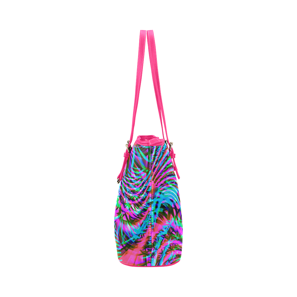 EDM Fractal Burst Leather Tote Bag/Small (Model 1651)