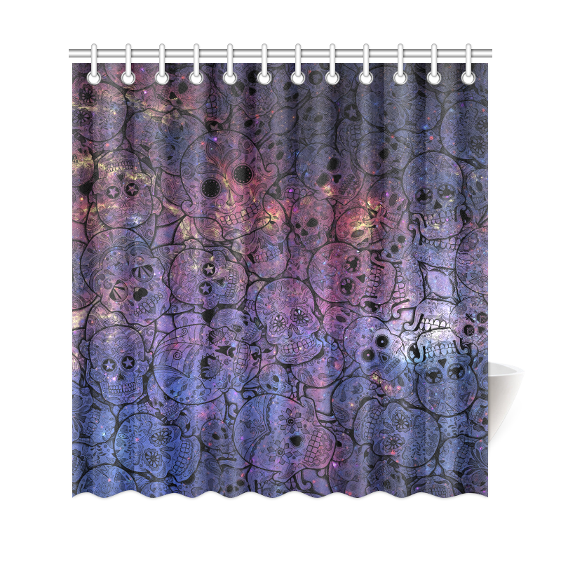 Cosmic Sugar Skulls Shower Curtain 69"x72"