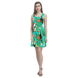 Tropical Summer Toucan Pattern Thea Sleeveless Skater Dress(Model D19)