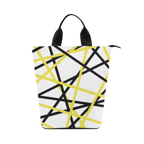 Black and yellow stripes Nylon Lunch Tote Bag (Model 1670)