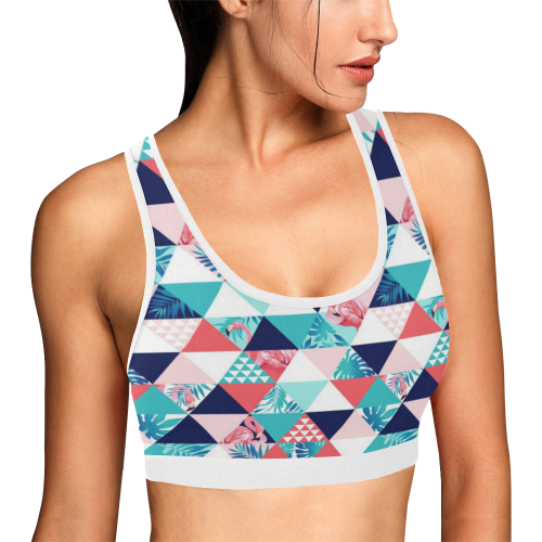 Flamingo Triangle Pattern Women's All Over Print Sports Bra (Model T52)