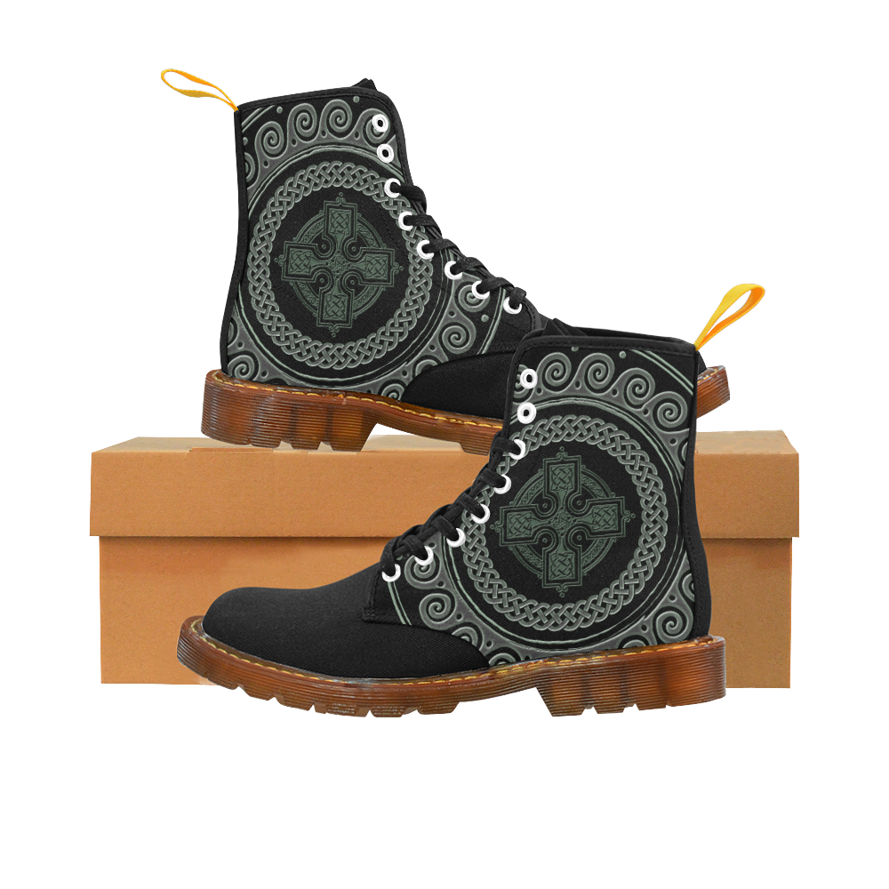 Celtic Cross With Pattern Custom Canvas Boots For Women Model 1203H