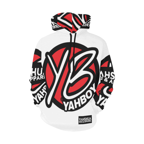 YahBoy Official Logo White All Over Print Hoodie for Men (USA Size) (Model H13)