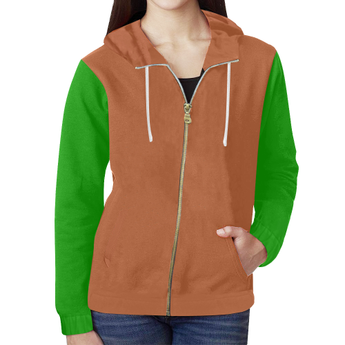 WNFH 03 All Over Print Full Zip Hoodie for Women (Model H14)